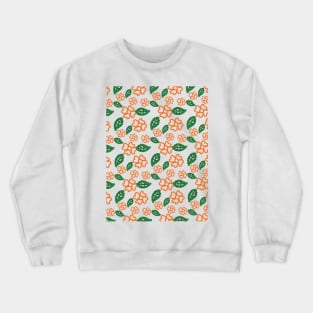 Orange flowers and green leaves Crewneck Sweatshirt